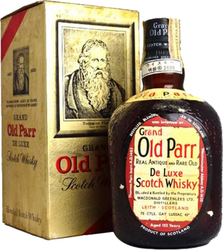 Bottle of Old Parr De Luxe Scotch Whisky, 940ml, classic label design