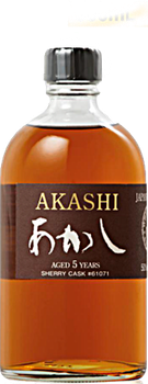 Bottle of Akashi 5 Years Old Sherry Cask Japanese whisky, 500ml