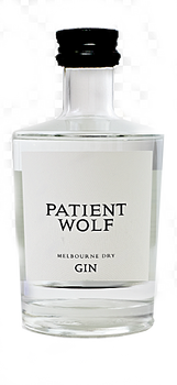 Bottle of Patient Wolf Dry Gin 50ml, an Australian small-batch craft gin
