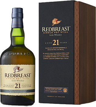 Bottle of Redbreast 21 Year Old single pot still Irish whiskey, 700ml