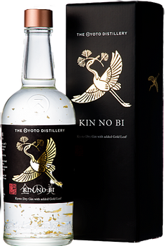 Bottle of Kin No Bi Gold Leaf Gin 700ml with gold leaf flecks, crafted in Kyoto, Japan