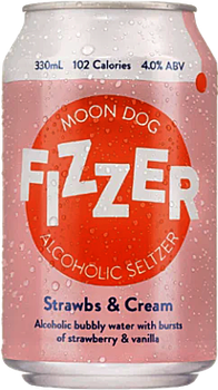 Moon Dog Fizzer Alcoholic Seltzer Strawbs Cream 330ml cans, pack of 24