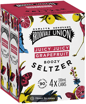 Brookvale Union Juicy Grapefruit Seltzer 330ml cans, pack of 16
