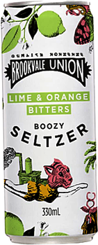 Four-pack of Brookvale Union Lime & Orange Bitters Boozy Seltzer 300ml cans