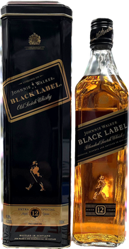 Johnnie Walker Black Label 12 Years blended Scotch whisky 700ml bottle in old tin box packaging