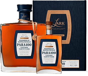 Lark Rare Cask PARA 100 Release 2020 Tasmanian whisky, 700ml bottle with 100ml companion, No 332/450