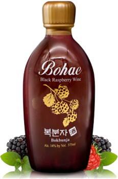 Bottle of Bohae Bokbunja Raspberry Wine, 375ml Korean fruit wine