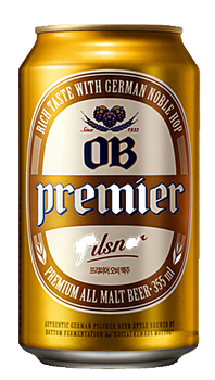 The Premier OB Pilsner Beer can, 355ml