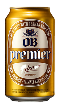 The Premier OB Pilsner Beer Cans, 355ml, pack of 24