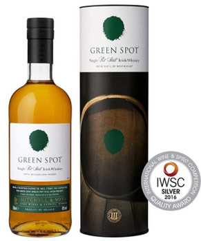 Bottle of Green Spot Irish Whiskey 700ml, a gold-colored blend of malt and grain whiskey