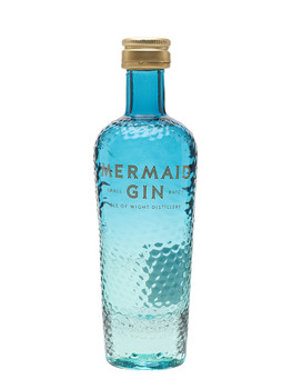 Mermaid Gin Miniature 50ml bottle, an Isle of Wight gin with citrus and elderflower botanicals