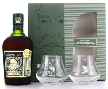 Diplomatico Reserva Exclusiva Gift Set 700ml bottle with two tasting glasses