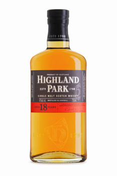 Bottle of Highland Park 18 Year Old single malt Scotch whisky, 700ml