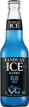 Tanduay Ice Blue Fresh 330ml bottles, 24-pack, vibrant blue tropical flavored drink