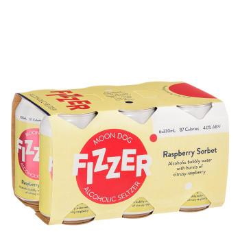 Moon Dog Fizzer Seltzer Raspberry Sorbet 330ml cans, 6 pack