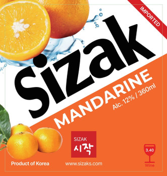 Bottle of Sizak Mandarin Soju, 360ml Korean fruit-flavored spirit