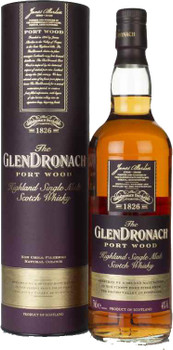 Bottle of GlenDronach Port Wood 700ml single malt Scotch whisky in its presentation box