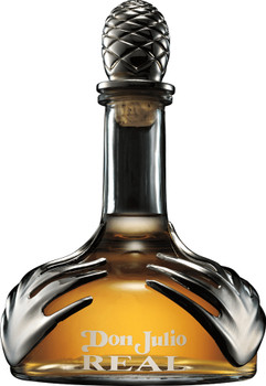 Bottle of Don Julio Real tequila 750ml showcasing its golden hue