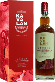 Bottle of Kavalan Triple Sherry Cask single malt whisky, 700ml, from Kavalan Distillery