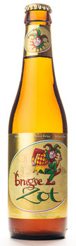 Bottle of Brugse Zot Beer, a golden Belgian beer in a 330ml bottle
