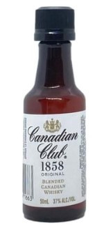Canadian Club Whisky 50ml bottle, a smooth Canadian whisky blended for six years