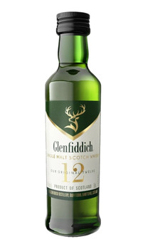 50ml bottle of Glenfiddich 12 Year Old Single Malt Scotch Whisky
