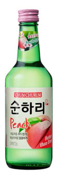Bottle of Charm Malgeun Peach Soju 360ml, a fruity flavored Korean soju