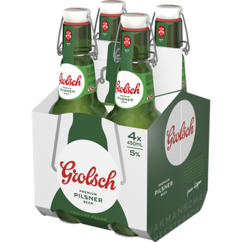 Grolsch Premium Lager Swing Top bottles, 450ml four-pack