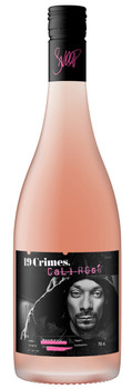 Bottle of 19 Crimes Snoop Dogg Cali Rose wine, 750ml, featuring Snoop Dogg on the label