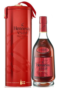 Hennessy VSOP Holiday Edition 2022 cognac bottle with festive holiday packaging design