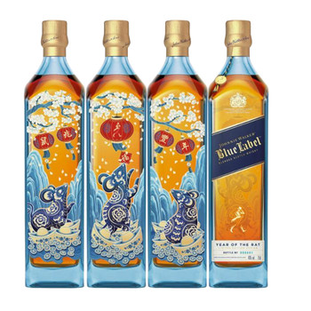 Johnnie Walker Blue Label Year of the Rat 1000ml limited-edition whisky bottle in navy-blue packaging