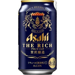 Six-pack of Asahi The Rich Japanese beer cans, 350ml each