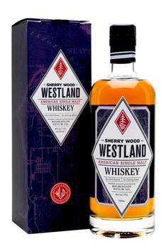 Bottle of Westland Sherry Wood Whiskey 700ml, a Pacific Northwest single malt aged in sherry casks