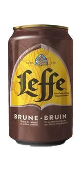 Leffe Brune Dark Ale 330ml cans, pack of six, Belgian beer