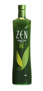 Bottle of Zen Green Tea Liqueur made with Kyoto green tea leaves and herbs