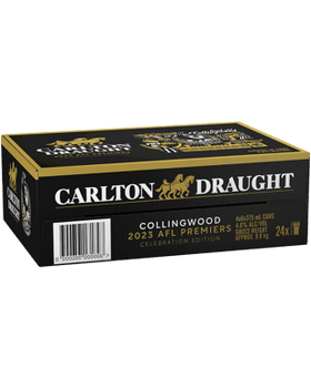 Case of Carlton Draught Collingwood Premiers Limited Edition Cans 2023