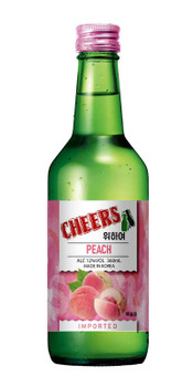 Bottle of Cheers Soju Peach flavored Korean soju, 360ml