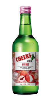 Bottle of Cheers Soju Lychee flavored soju, 360ml