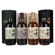 Suntory Tsukuriwake 2024 Set with four Japanese whisky bottles and display stand