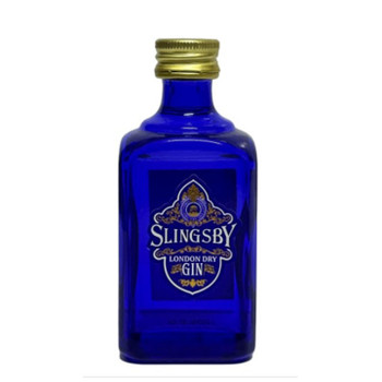 Bottle of Slingsby London Dry Gin 50ml, crafted in Harrogate with juniper and botanicals
