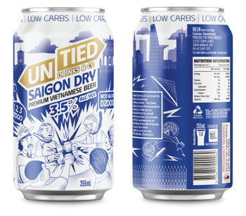 Case of Saigon Dry Premium Vietnamese Beer 355ml cans, 3.5% ABV lager