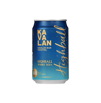Four pack of Kavalan Highball Whisky Soda 320ml cans, a ready-to-drink whisky and soda blend