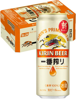 Case of Kirin Ichiban Japanese lager in 500ml cans, imported stock