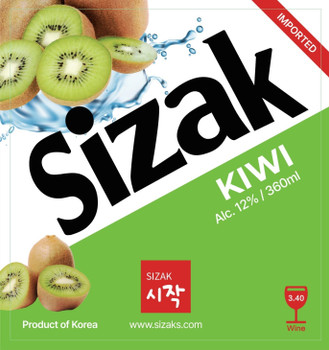Bottle of Sizak Kiwi Soju 360ml, a Korean fruit-flavored soju