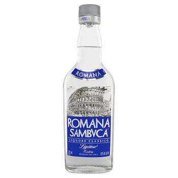 Bottle of Romana White Sambuca 375ml, an Italian anise-flavored liqueur