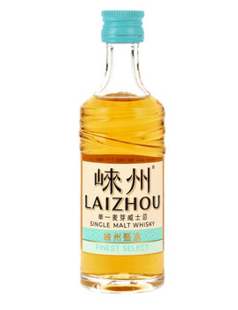 50ml bottle of Laizhou Whisky, a smooth caramel and vanilla flavored whisky