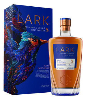 Bottle of Lark Devil's Storm 700ml Tasmanian single malt whisky