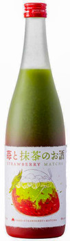 Bottle of Kitajima Strawberry Matcha flavored Japanese sake, 720ml, 8% ABV