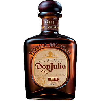Bottle of Don Julio Anejo tequila, light amber aged tequila from Mexico