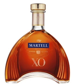 Martell XO Cognac 700ml bottle in its signature arch-shaped design